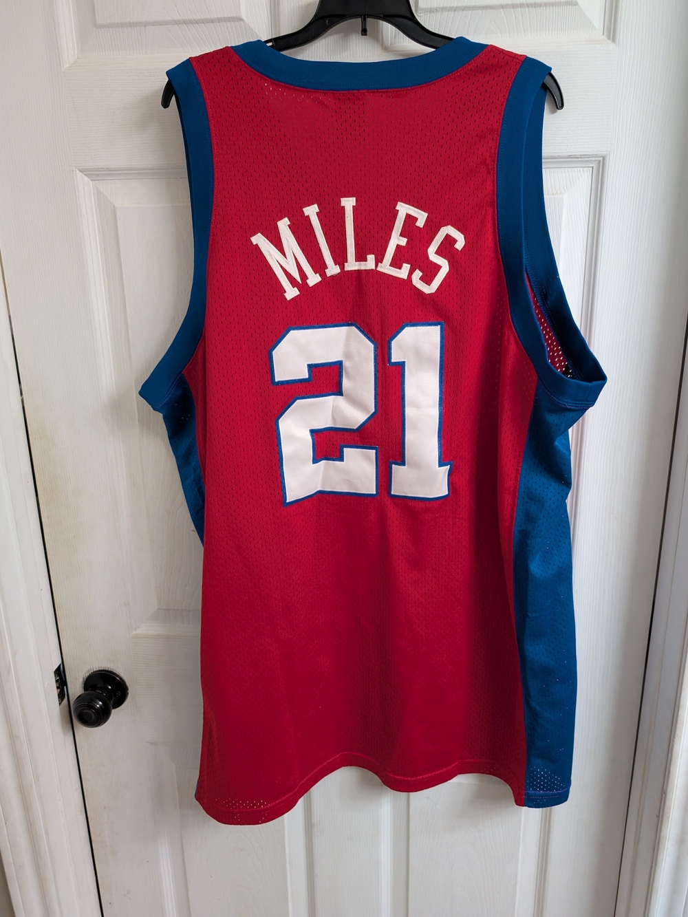 Nike Red and Blue Men's Basketball Jersey - MILES #21